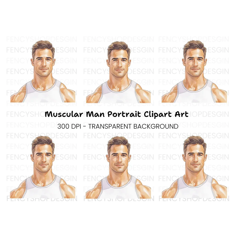 Handsome Fitness Man Portrait Clipart Bundle