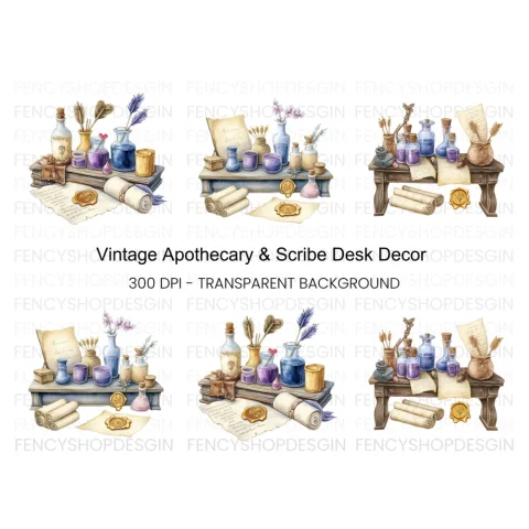 Vintage Apothecary Writing Clipart Bundle