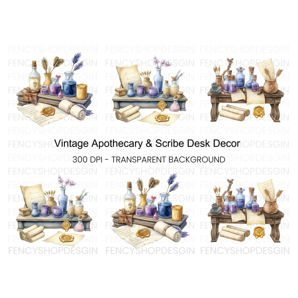 Vintage Apothecary Writing Clipart Bundle