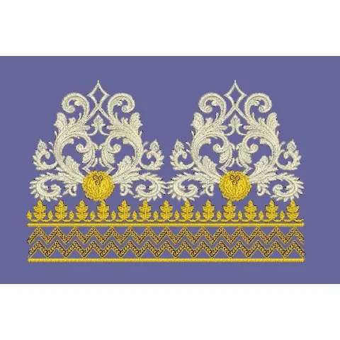Scrollwork Decorative Gold and White Border Embroidery Design