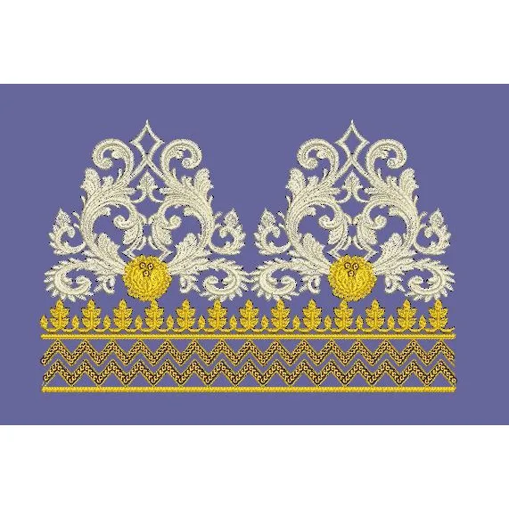 Scrollwork Decorative Gold and White Border Embroidery Design