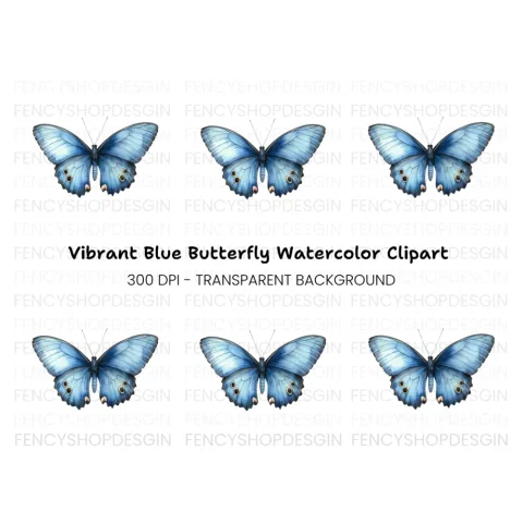 Blue Butterfly Clipart Bundle
