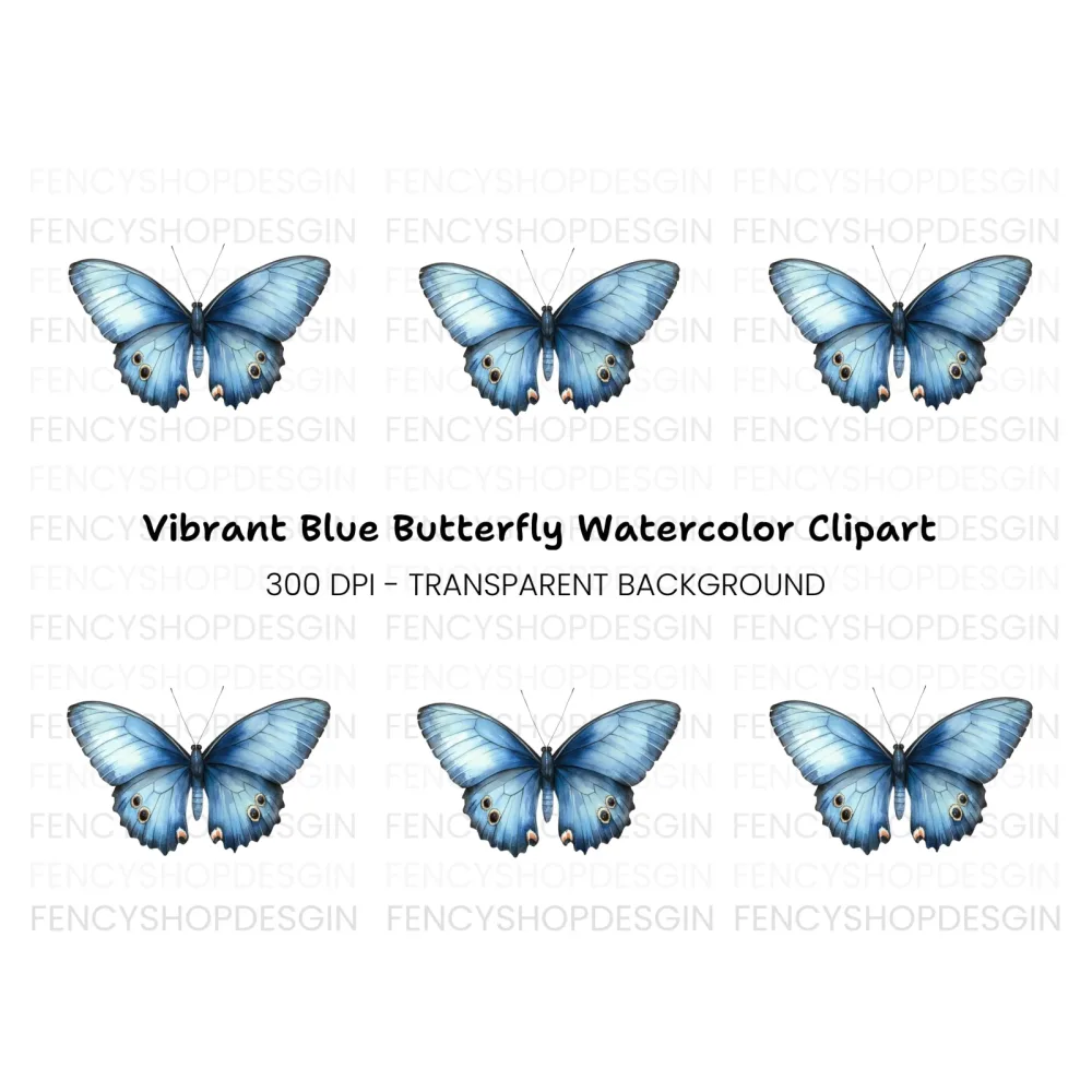 Blue Butterfly Clipart Bundle