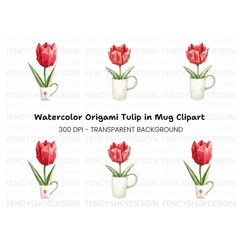 Origami Tulip Clipart Bundle