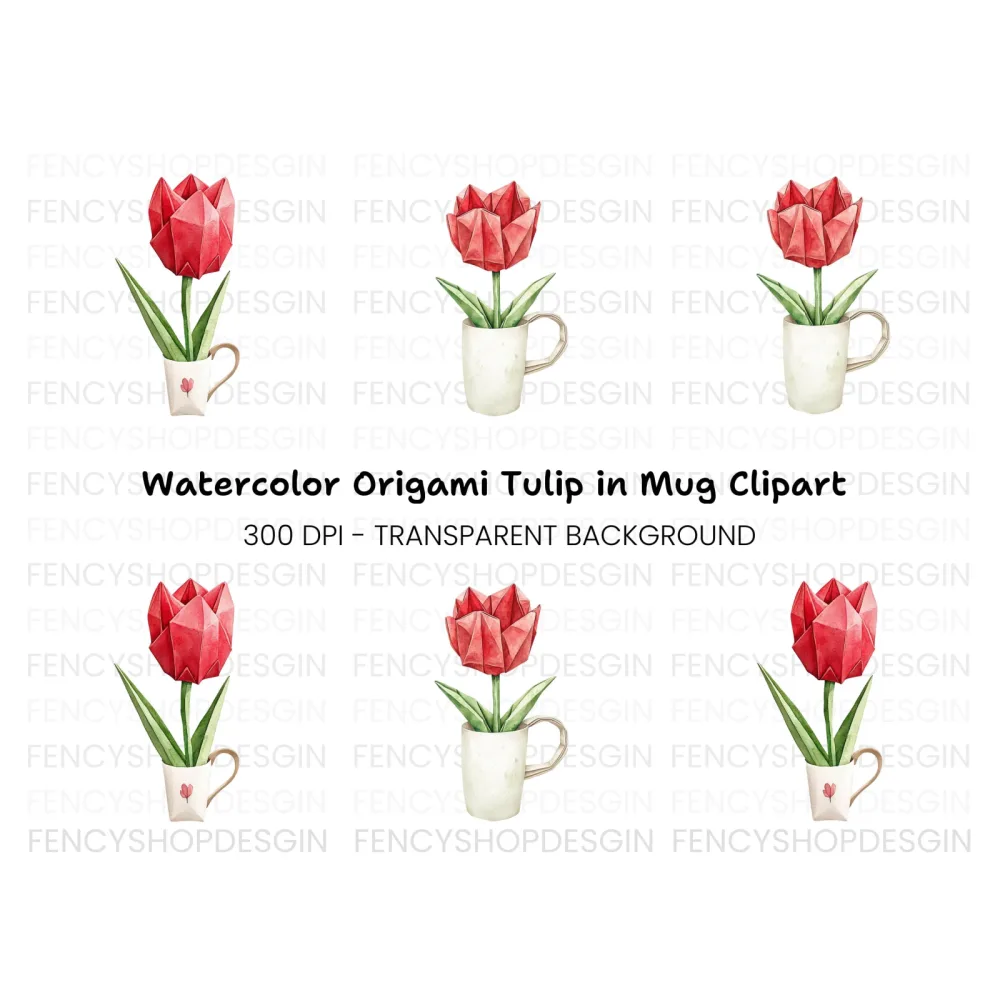 Origami Tulip Clipart Bundle