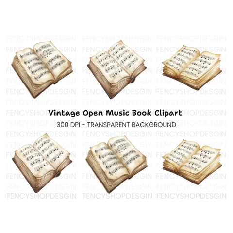 Vintage Music Book Clipart Bundle