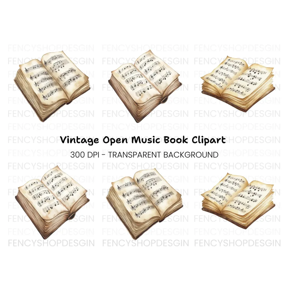 Vintage Music Book Clipart Bundle