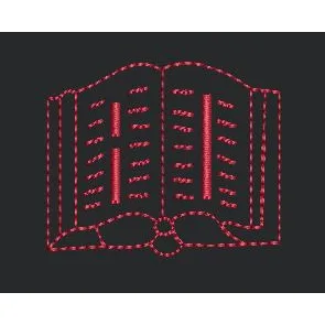 Open Tome Outline Embroidery Design