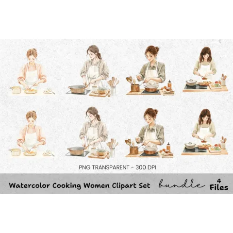 Cooking Women Clipart Bundle