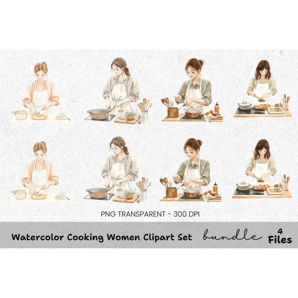 Cooking Women Clipart Bundle