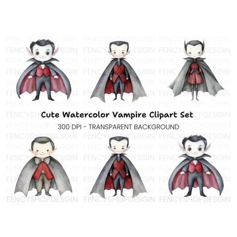 Cute Vampire Clipart Bundle