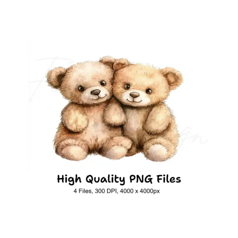 Sweet Teddy Bear Couples Clipart Bundle
