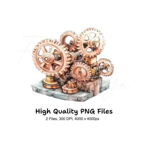Steampunk Gears Machine Clipart Bundle