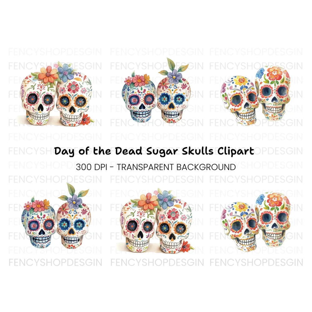 Sugar Skull Couples Clipart Bundle