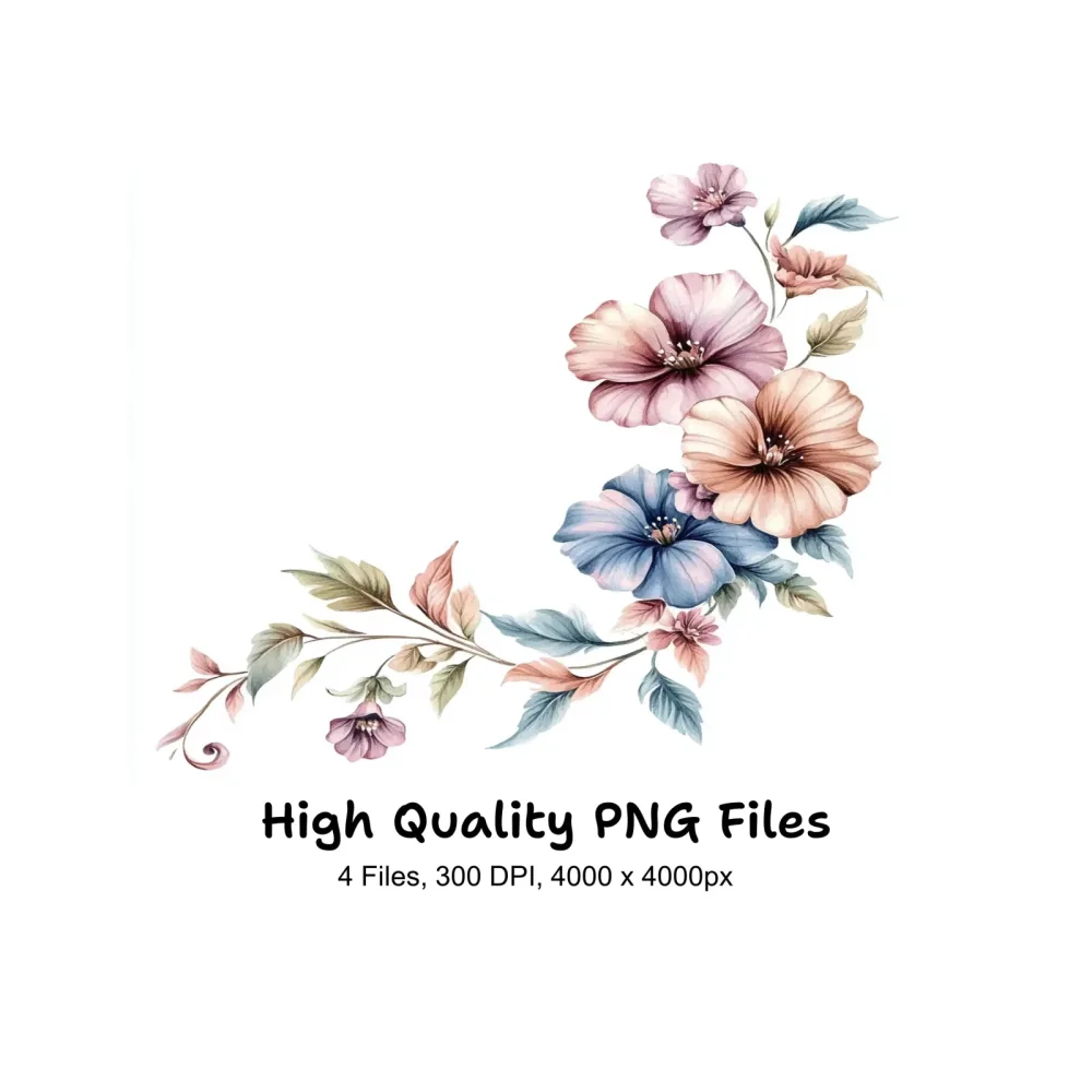 Elegant Floral Swirls Clipart Bundle
