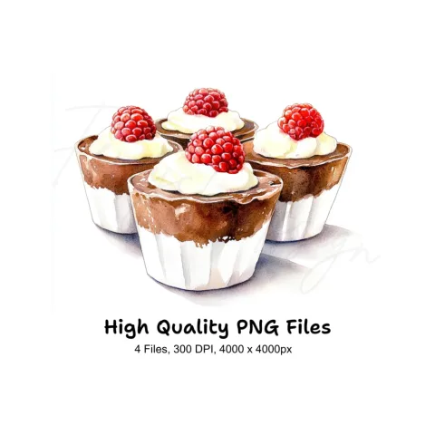 Chocolate Raspberry Dessert Clipart Bundle