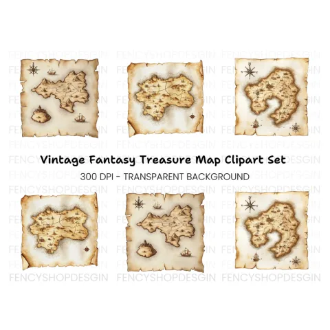 Fantasy World Map Clipart Bundle