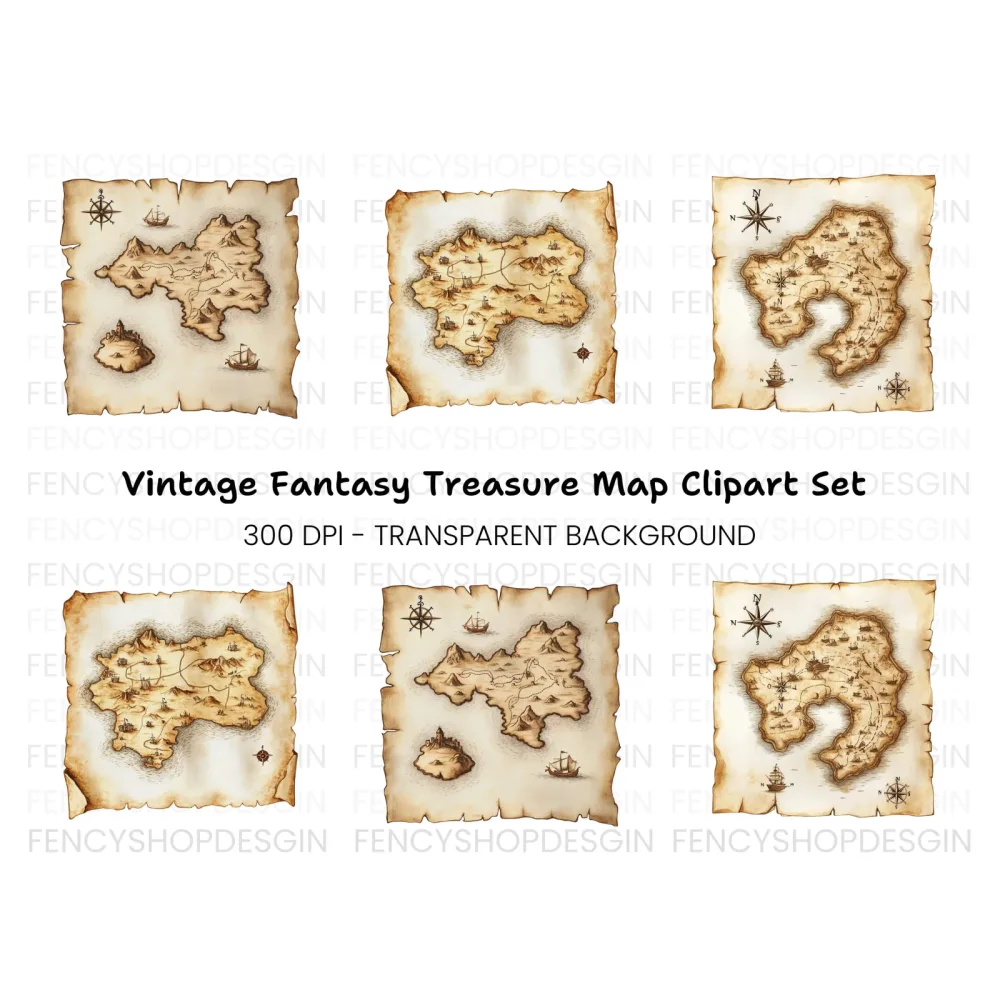 Fantasy World Map Clipart Bundle