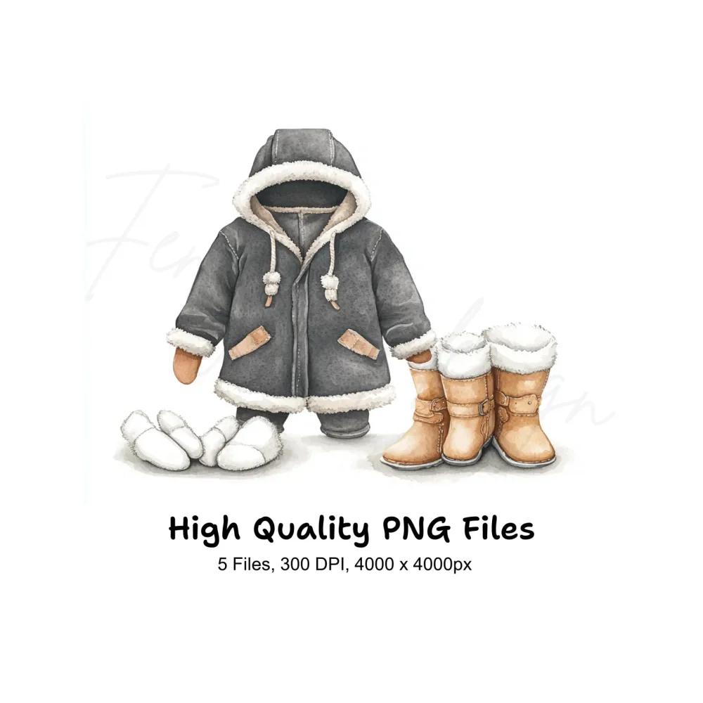 Winter Apparel and Boots Clipart Bundle