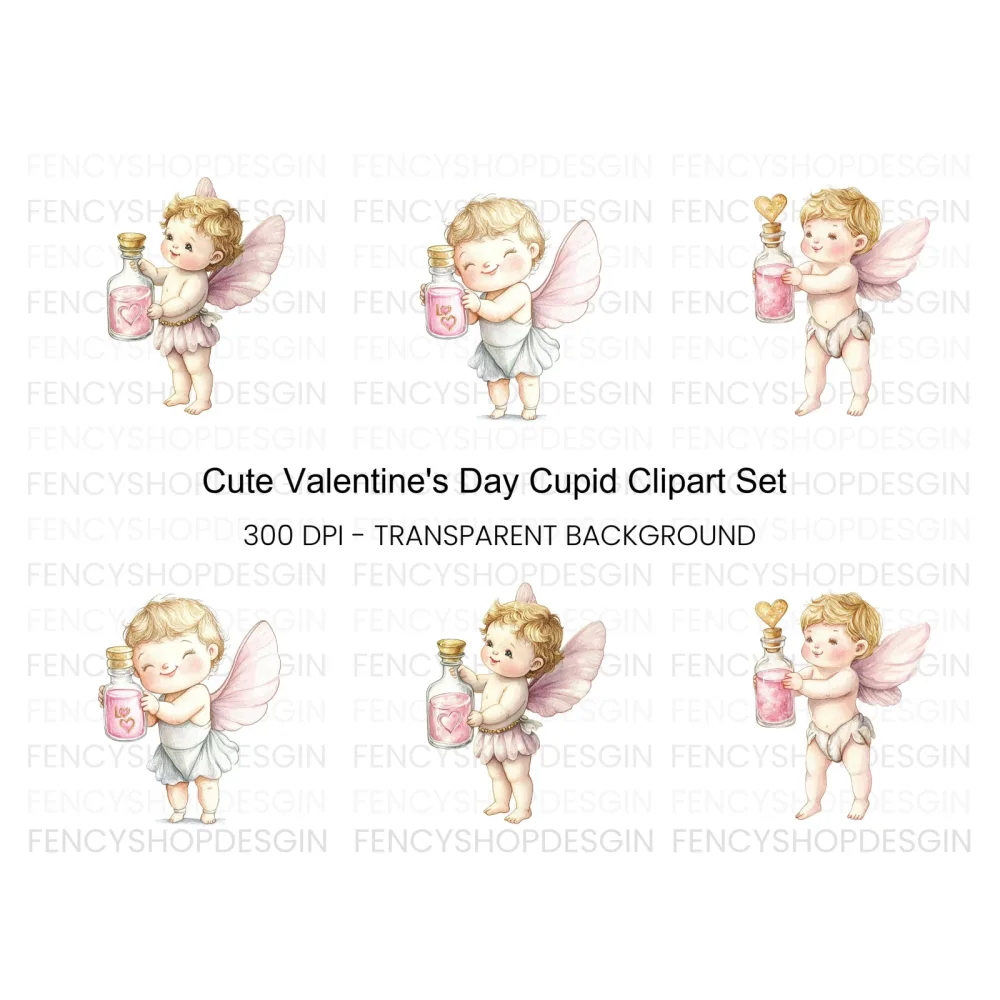 Cute Cupid Valentine Day Clipart Bundle