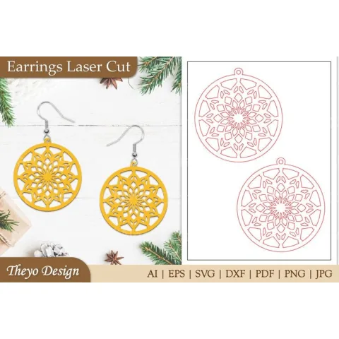 Mandala Laser Cut Earrings SVG Bundle