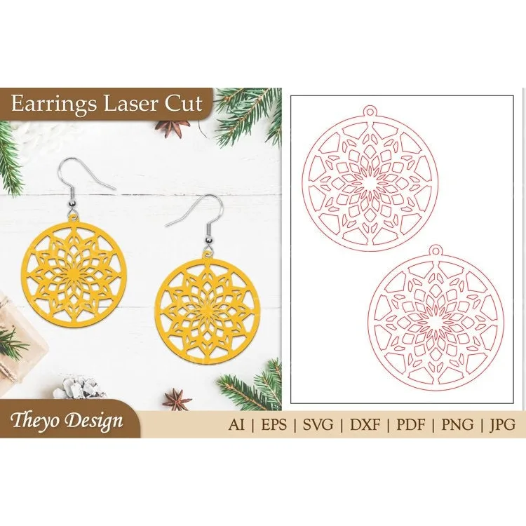 Mandala Laser Cut Earrings SVG Bundle