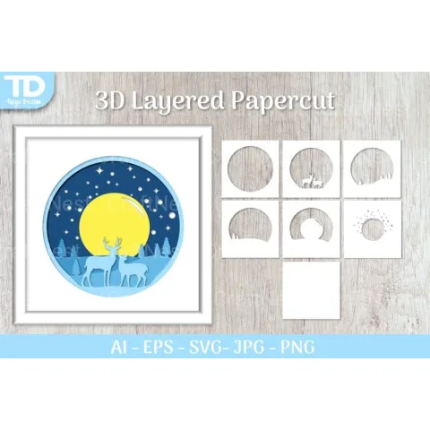 Shadow Box Christmas Layered Papercut SVG Bundle