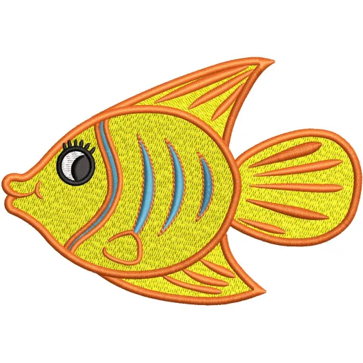 Yellow Fish Embroidery Design