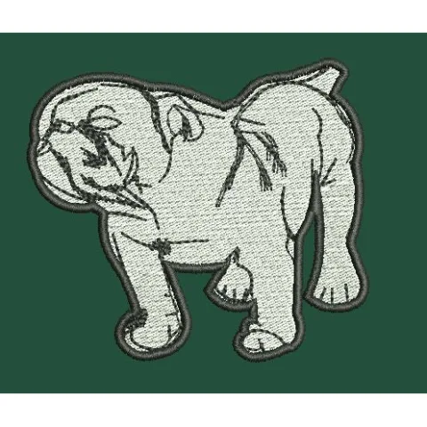 Stylized White Dog Embroidery Design
