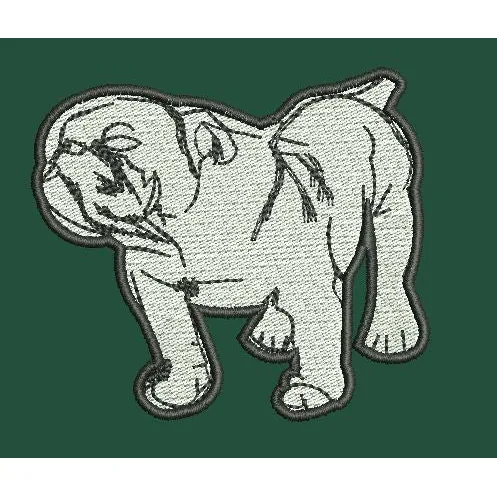 Stylized White Dog Embroidery Design
