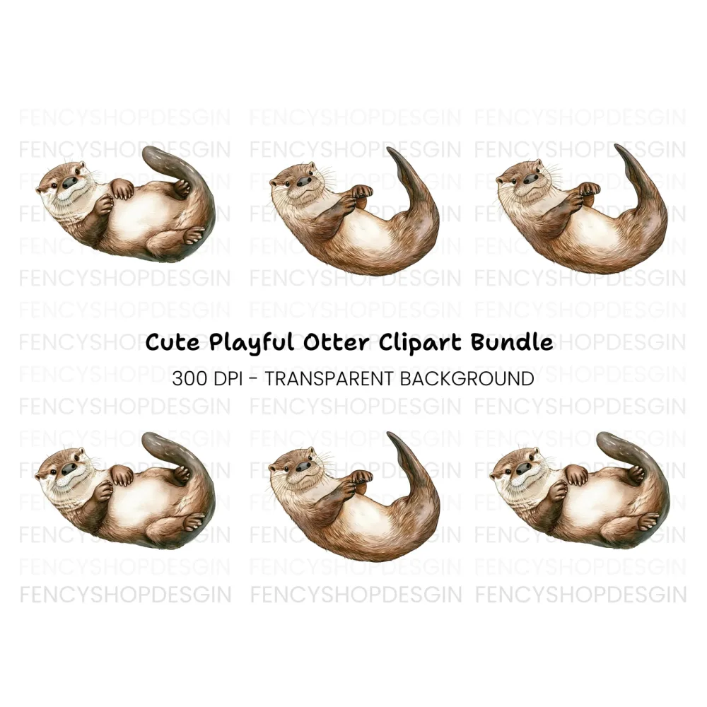 Cute Otter Duo Clipart Bundle
