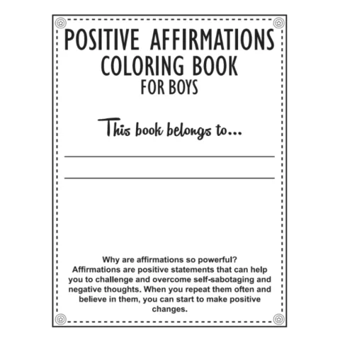 Positive Affirmations Coloring Book for Boys