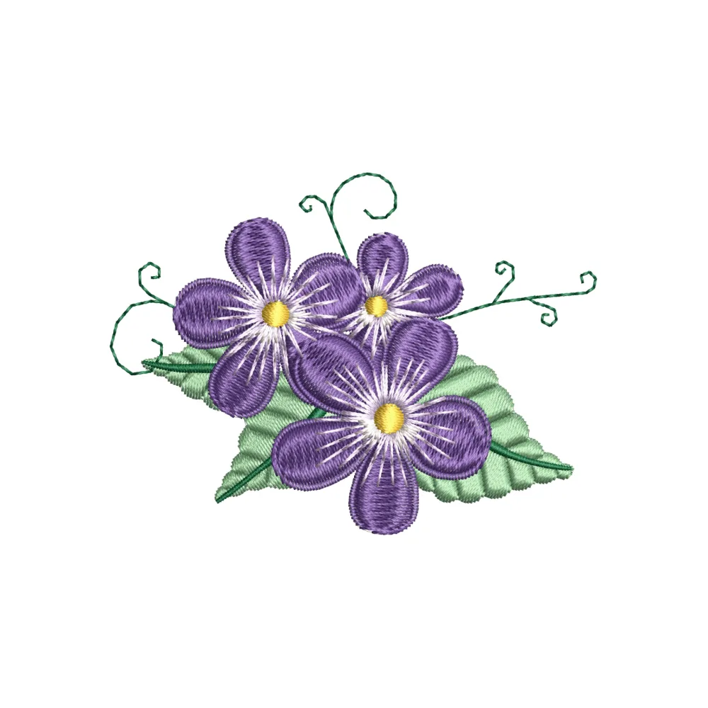 Blue Flower Embroidery Design
