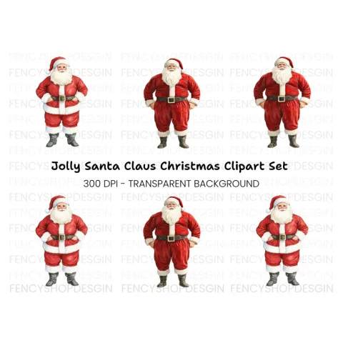 Jolly Santa Claus Clipart Bundle