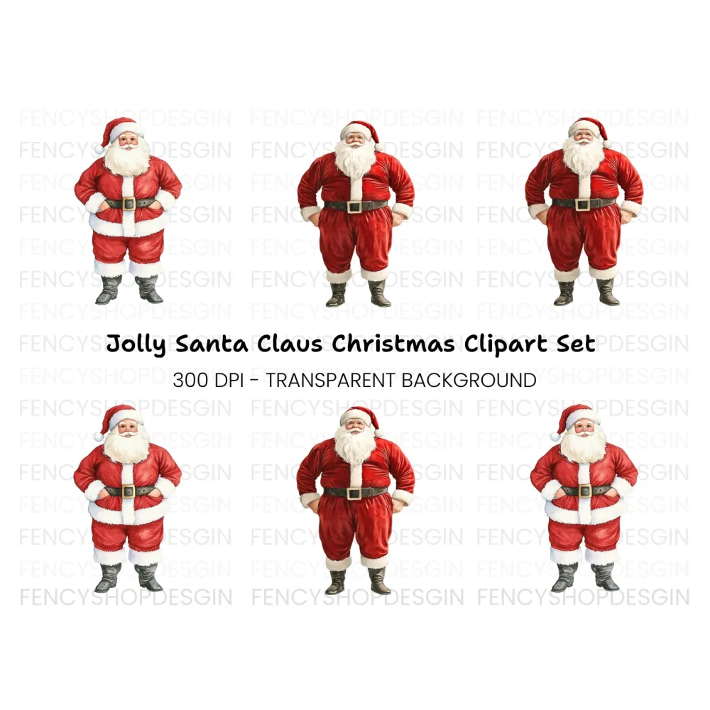 Jolly Santa Claus Clipart Bundle