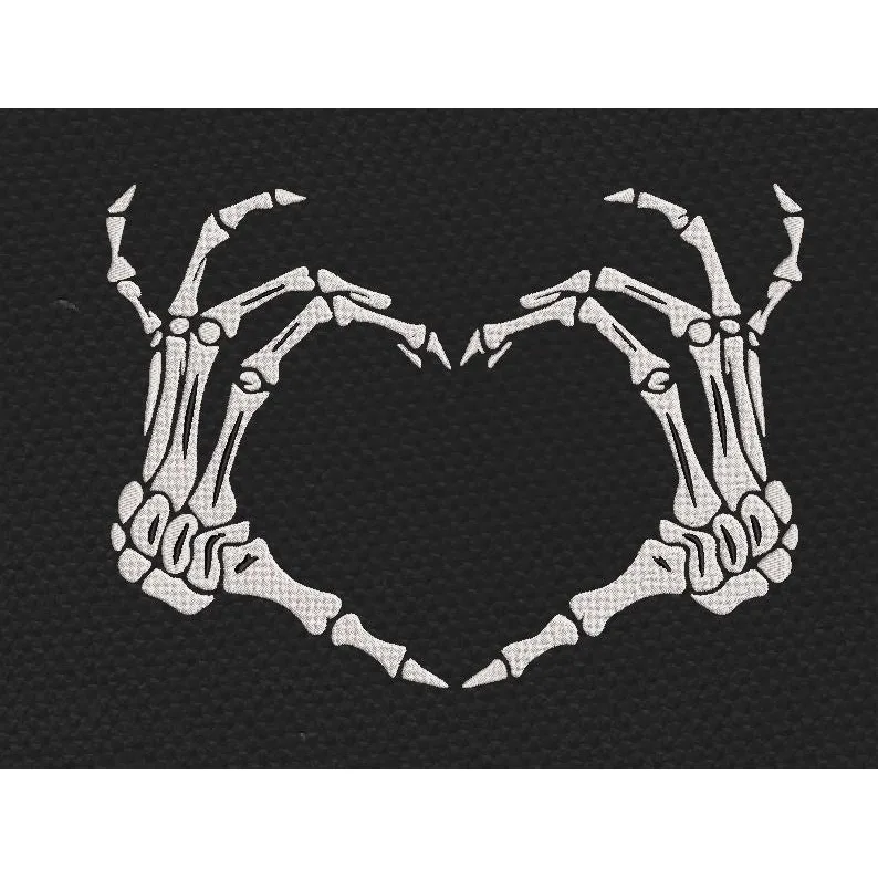 Skeleton Heart Embroidery Design