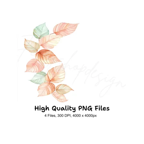 Pastel Leaf Wreaths Borders Clipart Bundle