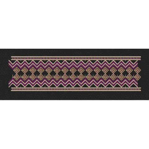 Floral Border Golden Purple Curve Embroidery Design