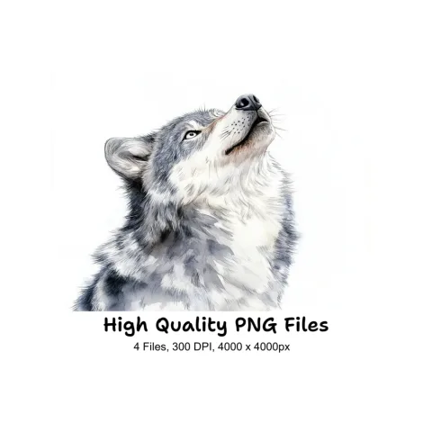 Howling Gray Wolf Clipart Bundle