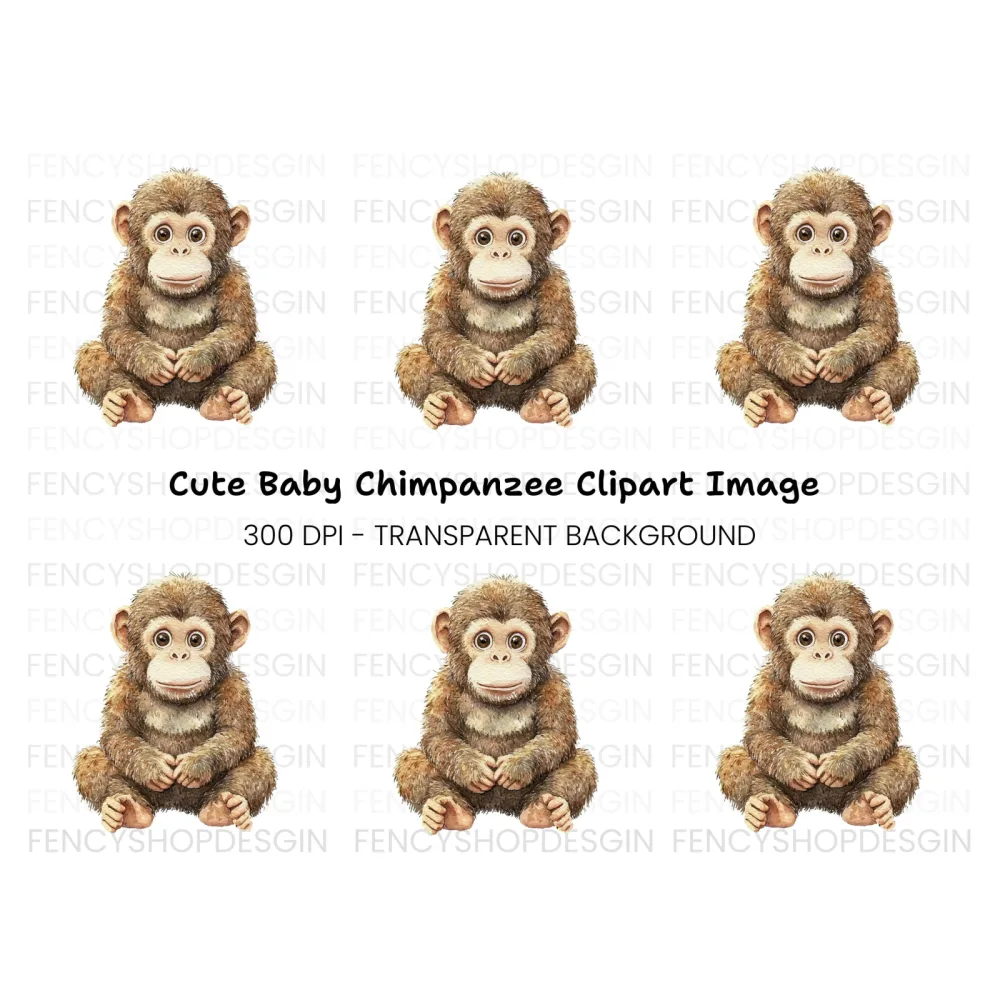 Adorable Baby Monkey Clipart Bundle