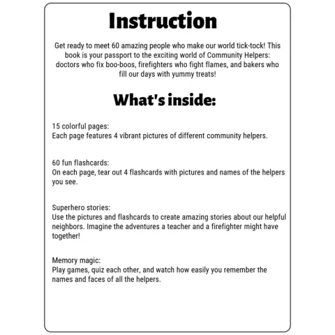Community Helpers Professions Flashcards for Kindergarten