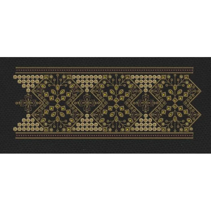 Black Golden Diamond Jaal Panel Black & Dark Gold Embroidery Design