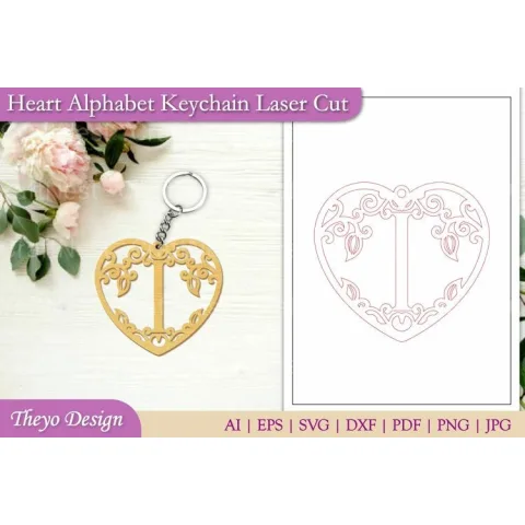 Alphabet Keychain from Heart Alphabet Keychain SVG