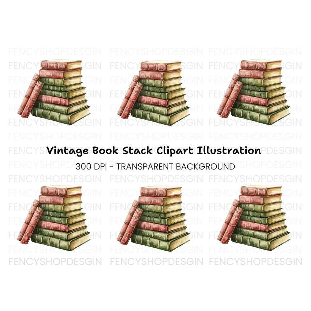 Vintage Book Stack Clipart Bundle