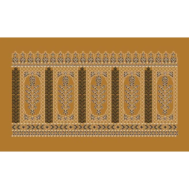 Golden Background And Vertical Lines Jacquard Border Embroidery Design