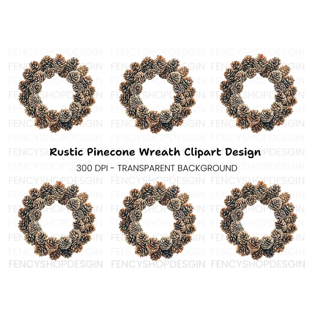 Pine Cone Wreath Clipart Bundle