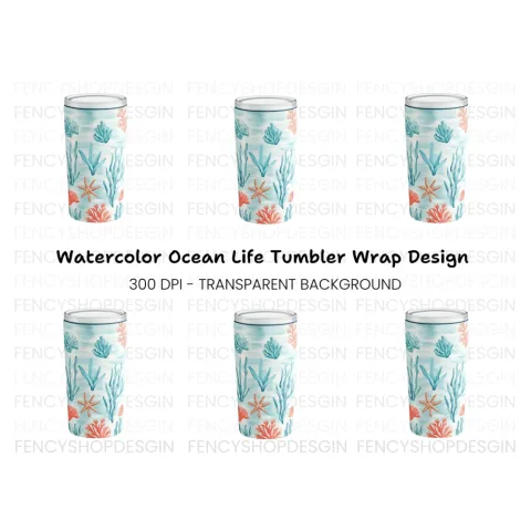 Underwater Coral Reef Tumbler Clipart Bundle