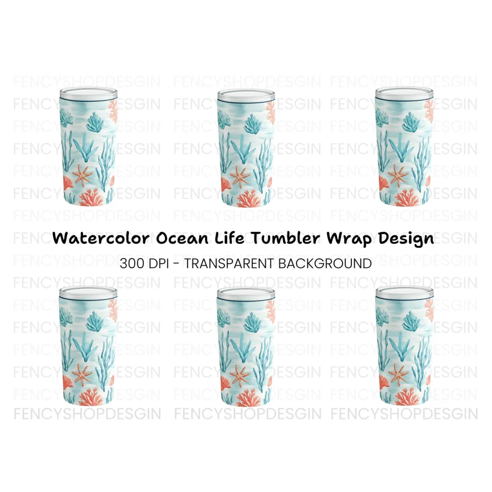 Underwater Coral Reef Tumbler Clipart Bundle