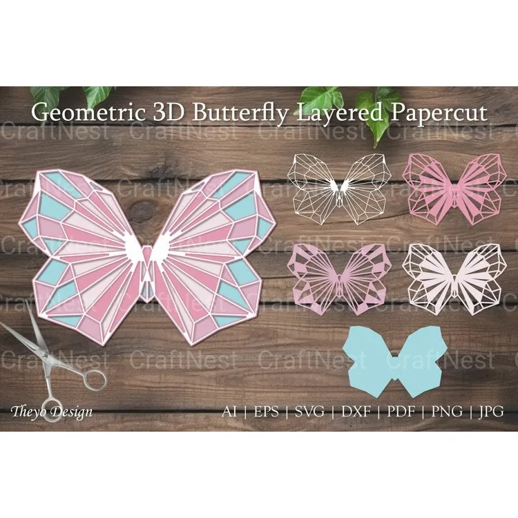 Geometric D Butterfly SVG Bundle