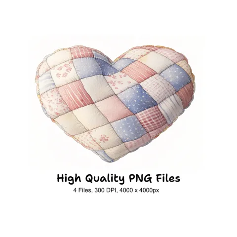 Quilted Hearts Clipart Bundle